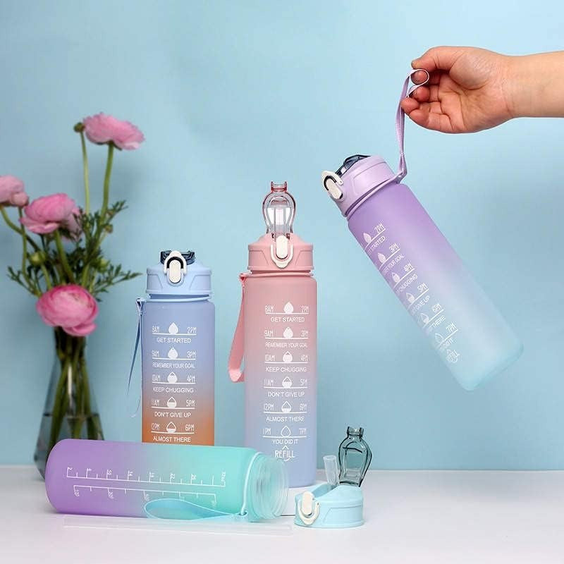 750ml Motivational Water Bottle with Time Marker, Straw, & Leak-Proof Lid - Durable Plastic Hydration Bottle for Gym, Yoga, Hiking - Seasonal Themed for Christmas, Easter, Halloween - Fitness Water Jug for Daily Hydration