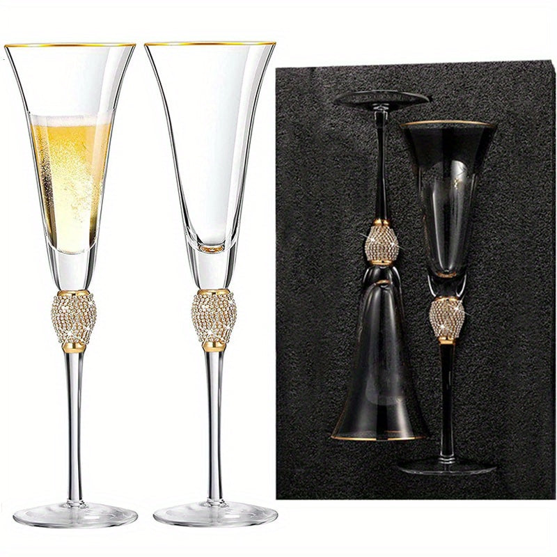 Elegant Rhinestone Studded Champagne Flutes: Perfect for Wedding Toasts, Bridal Showers, and Festive Celebrations