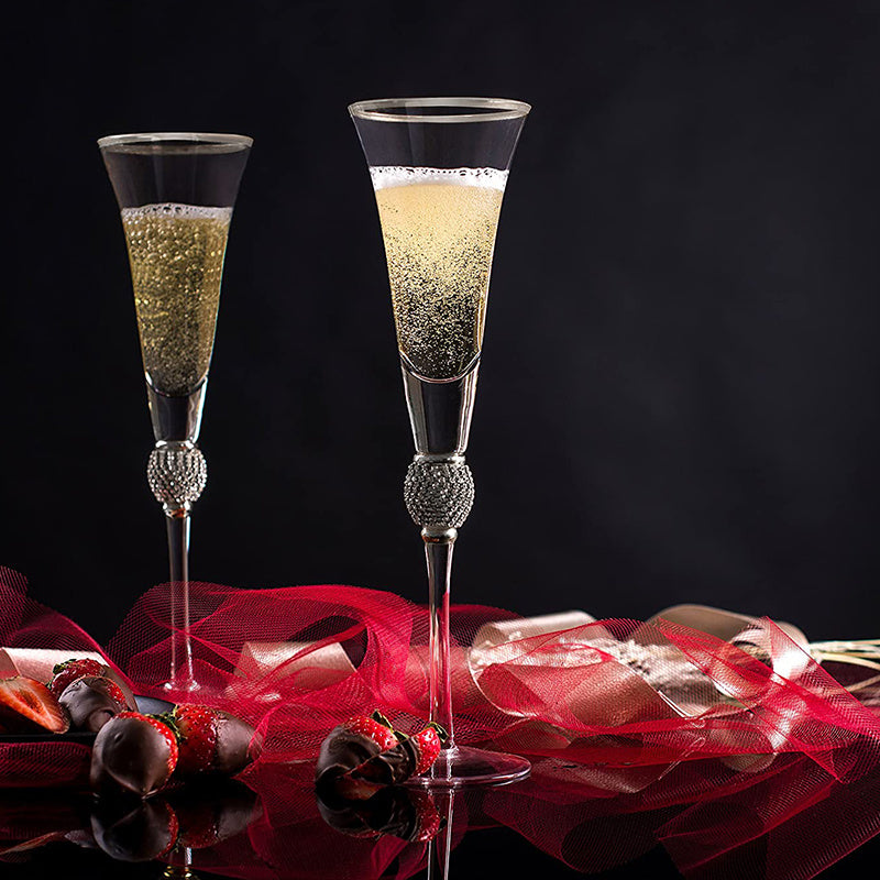 Elegant Rhinestone Studded Champagne Flutes: Perfect for Wedding Toasts, Bridal Showers, and Festive Celebrations
