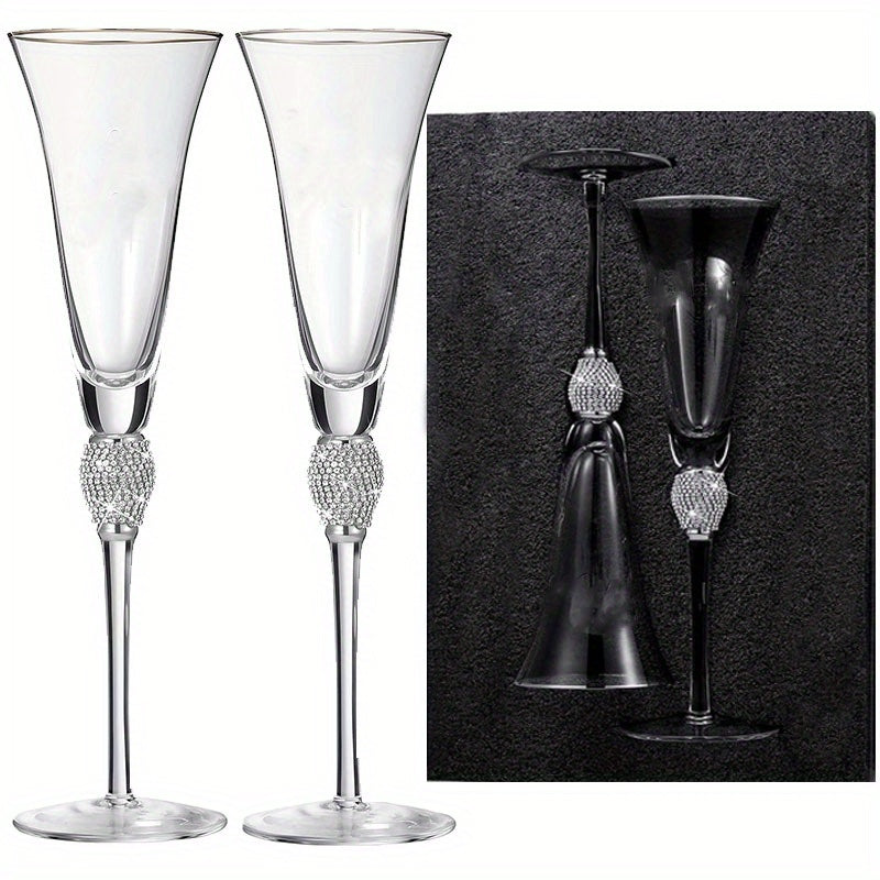 Elegant Rhinestone Studded Champagne Flutes: Perfect for Wedding Toasts, Bridal Showers, and Festive Celebrations