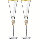 Elegant Rhinestone Studded Champagne Flutes: Perfect for Wedding Toasts, Bridal Showers, and Festive Celebrations