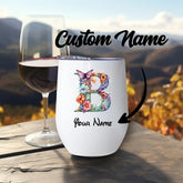 Customizable Stainless Steel Insulated Tumbler with Floral Alphabet Design, Reusable, Ideal for Office, Camping, Travel, with Personalized Gift for Loved Ones, Family, Friends, for Christmas, Valentine's, Ramadan, Graduation,