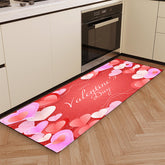 1pc Valentine's Day Love Card Design Non-Slip Flannel Doormat - Soft, Comfortable Standing Mat with Heart Motifs for Kitchen, Home, Office, Laundry Room, Bathroom - Machine Washable, Stain-Resistant, Ideal for Modern Home Dec