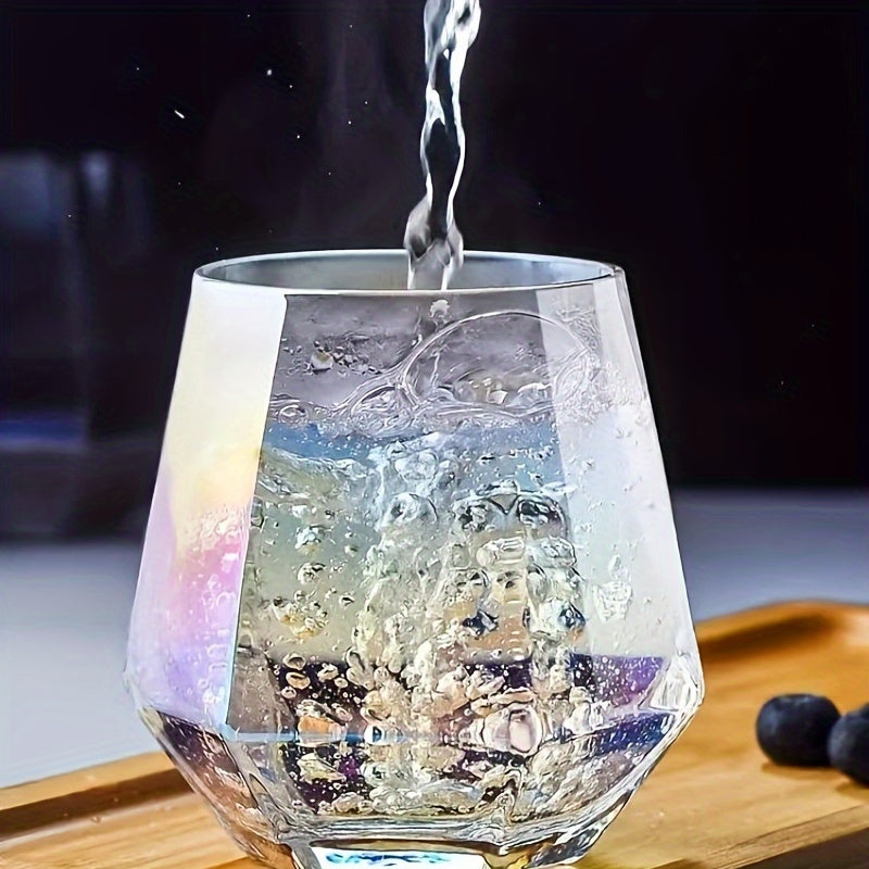 Color-Changing Hexagonal Glass Cup Set - Reusable, Lead-Free Drinking Glasses for Water, Wine, Tea & Juice - Perfect for Home Use, Cup Covers for Drinks