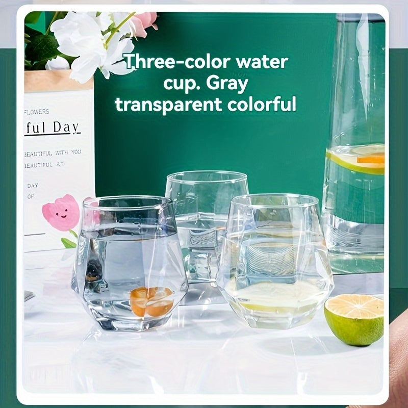 Color-Changing Hexagonal Glass Cup Set - Reusable, Lead-Free Drinking Glasses for Water, Wine, Tea & Juice - Perfect for Home Use, Cup Covers for Drinks