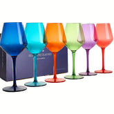 6pcs Colorful Unbreakable Wine Glass Set, 15oz Tritan Plastic Goblets with Long Stems - Dishwasher Safe, Perfect for Parties, Weddings & Outdoor Events