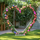 White Heart-Shaped Wedding Arch Backdrop Stand - Heavy-Duty Metal Double-Layer Freestanding Flower Balloon Arbor with Sturdy Base for Outdoor/ Weddings, Proposals, Bridal Showers - Easy Assembly, Portable Wedding Arch for Cer