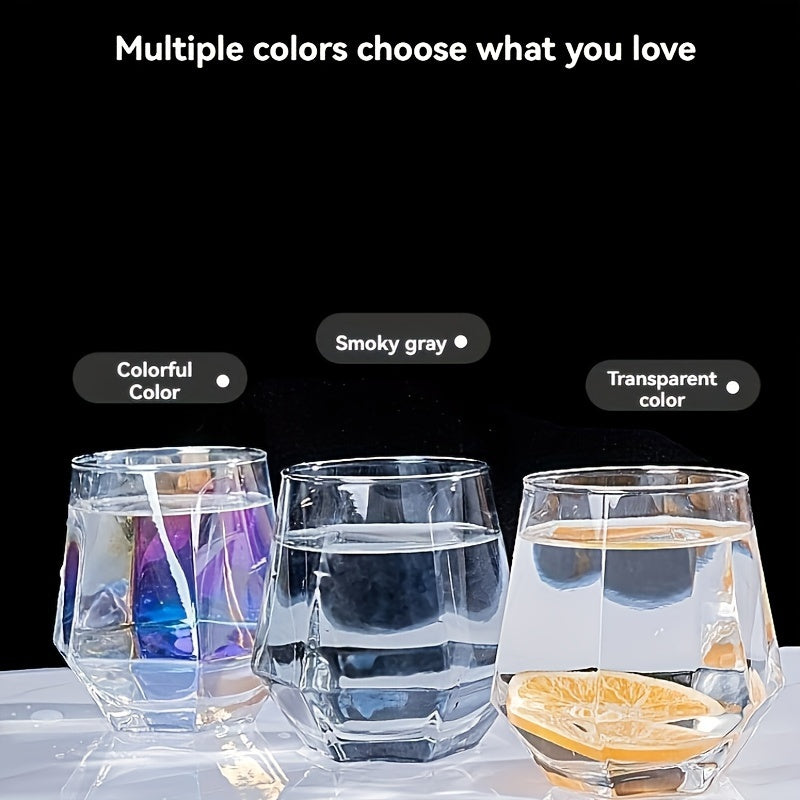 Color-Changing Hexagonal Glass Cup Set - Reusable, Lead-Free Drinking Glasses for Water, Wine, Tea & Juice - Perfect for Home Use, Cup Covers for Drinks