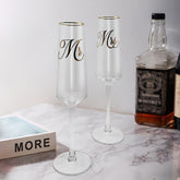 2PCS Hand-Wash Only Glass Champagne Flutes - Reusable, Recyclable Crystal Flute Shape Glasses with Golden Rim - Multipurpose, Ideal for Wedding, Engagement, Parties, Thanksgiving, Christmas, Anniversary Gift