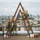 Heavy Duty Two-Tier Rustic Wood Wedding Arch Frame with Sturdy Base - Double Set Indoor/Outdoor A-Frame Design, Easy Assembly with Wrench Included, Large Sturdy Base & Triangular Stability for Weddings, Parties, Photo Booths,