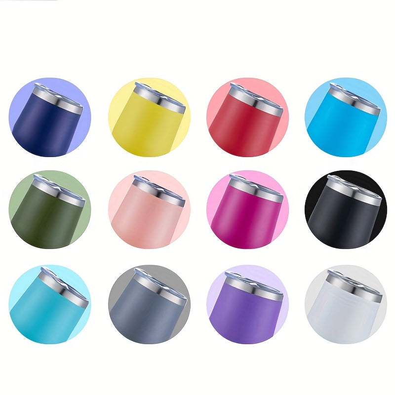 1pc, Wine Tumbler, 12 Oz Coffee Mugs With Lid, Double-Layer Vacuum Cup, Long Lasting Insulation Water Bottle, Indoor Outdoor Coffee Cup, Kitchen Accessories, Household Items