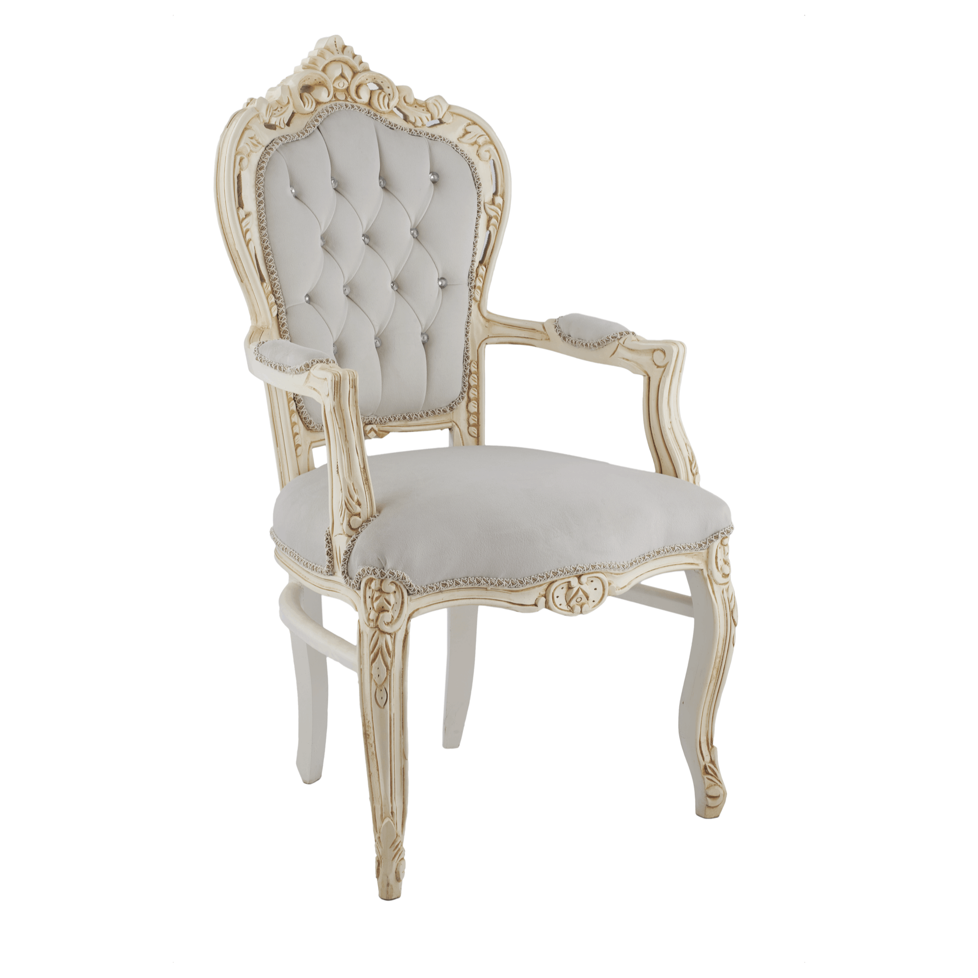 Table Chair Baroque-Style Armchair - Rococo in Solid Wood Decorated
