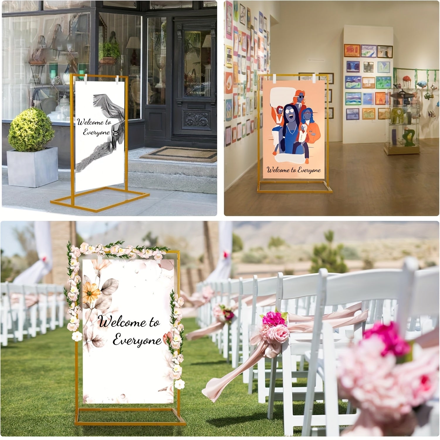 Metal Wedding Sign Holder - Heavy Duty Welcome Stand with Removable Sign, 172.72x76.2x50.8 cm, Contemporary Design for Weddings, Birthdays, Events, and Display Stands, Flower and Poster Not Included, Wedding Decorations