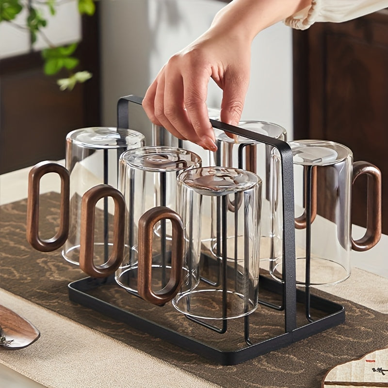 2/4/6pcs Set Perfect Glass Cups with Blue Wooden Handles, 12.85oz High Borosilicate Glass Tea & Coffee Mugs, Leak-Proof, Insulated, Lead-Free - Ideal for Christmas, New Year, Valentine's Day & Birthday Gifts