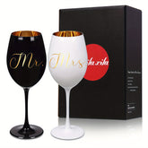 Mr & Mrs Engraved Wine Glasses - Perfect for Couples, Bridal Showers, Weddings & Anniversaries - Elegant Goblets with Stems, Handwash Only, Reusable Glass