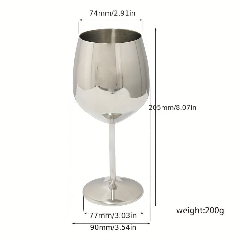 2pcs Stainless Steel Wine & Champagne Glasses - Elegant Metal Goblets in Golden, Silvery, Black, Rose Golden, Red for Dining, Bars, Kitchens, Parties - Reusable, Handwash Only