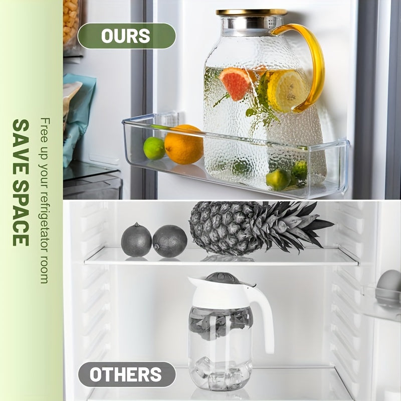 60oz Glass Pitcher with Lid & Spout - Reusable, High-Quality Beverage Jug for Hot/Cold Drinks - Perfect for Iced Tea, Juice, Coffee, Milk - Ideal for Home, Parties, and Hotel Use