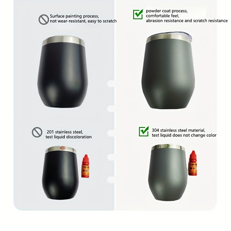 1pc, Wine Tumbler, 12 Oz Coffee Mugs With Lid, Double-Layer Vacuum Cup, Long Lasting Insulation Water Bottle, Indoor Outdoor Coffee Cup, Kitchen Accessories, Household Items