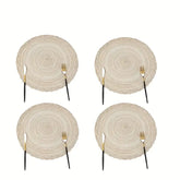 1pcs Round Woven Placemats - Heat-Insulating, Easy Clean, Table Decoration for Western-Style Meals, Festivals