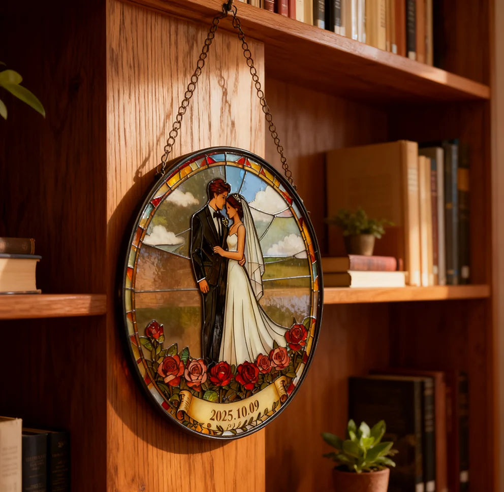 Personalized Stained Glass Wedding Wall Decor: Custom - Made Memorable Gift for Newlyweds