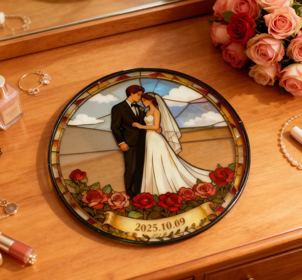 Personalized Stained Glass Wedding Wall Decor: Custom - Made Memorable Gift for Newlyweds