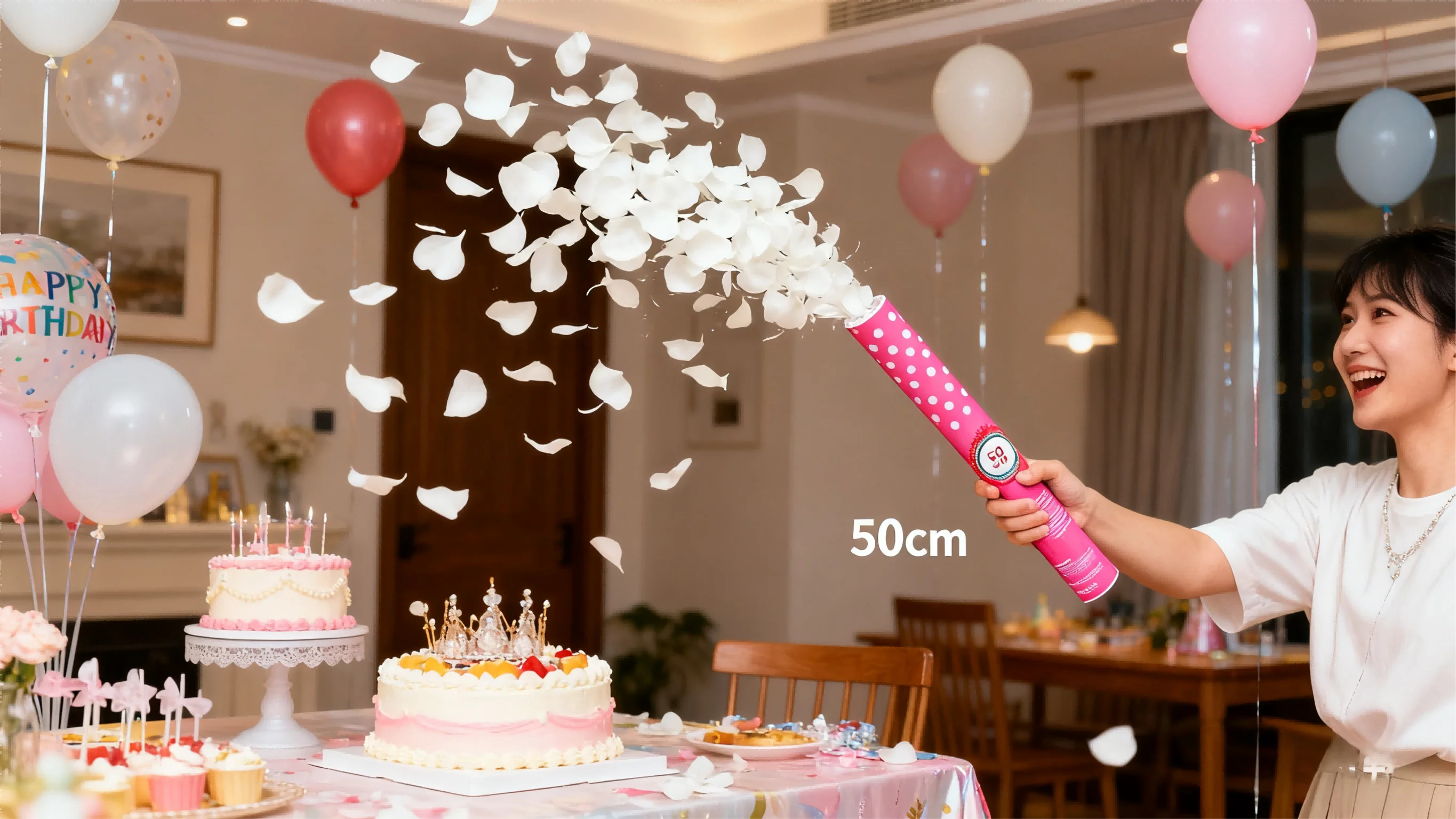 White Petals Cannons for Wedding Birthday Baby Shower Anniversary Christmas New Year's Kids Fun Party Supplies Decorations