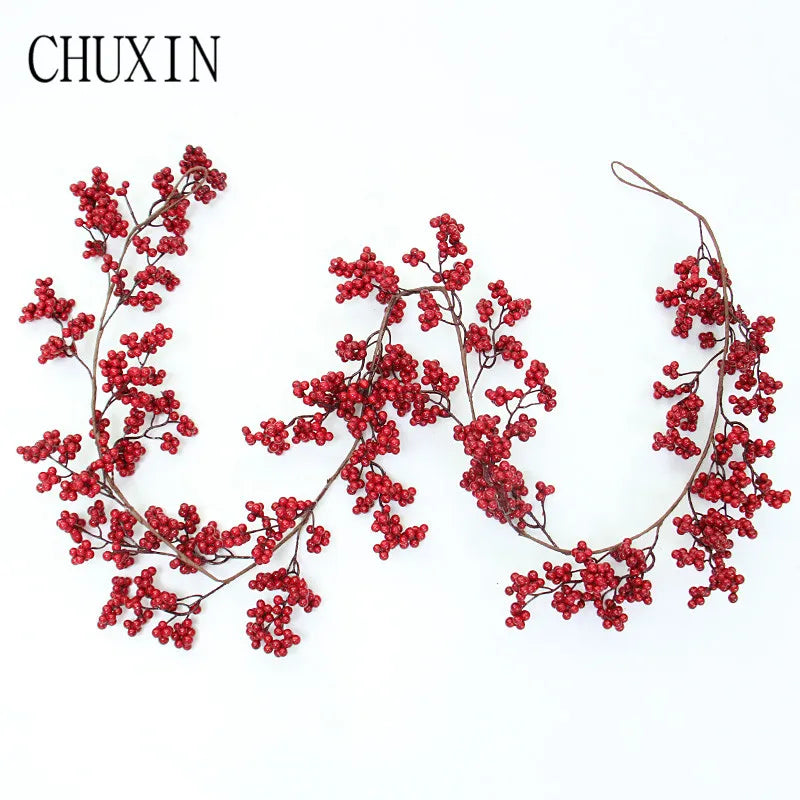 2m Christmas Fruit Rattan Artificial Plants For Holiday Christmas Party Decor Wedding Decorations Christmas Tree Fake Floral