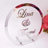 Custom Wedding Name and Date Personalized Round Mirror Frame Acrylic Babyshower Word Sign Party Decor With Nail Guest Gifts