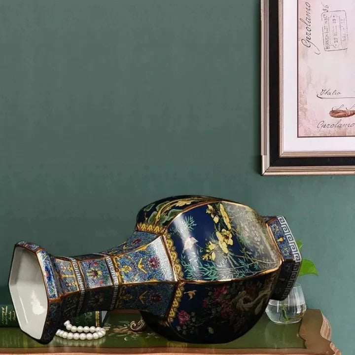 24CM Ceramic Vase Antique Collection Living Room Decoration Enamel Porcelain Home Furnishing Ornaments Housewarming Gift