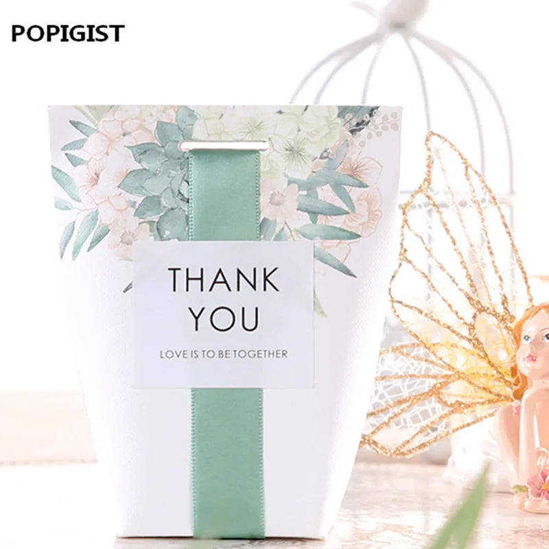 Green flowers Wedding Favors Candy Boxes Bomboniere Save the date Gift Box Party Chocolate Box three designs 50pcs