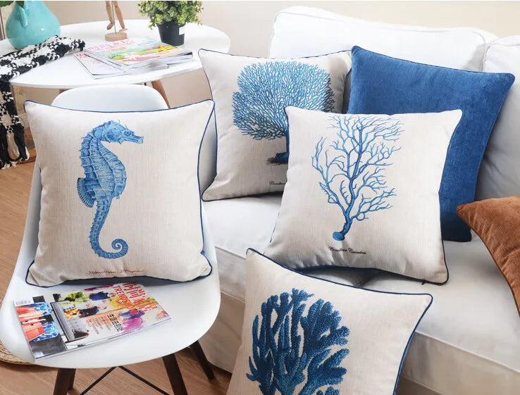 Mediterranean pillow American Marine Series Pillow cushion home decorative Pillows Linen pillowcase sofa cushion