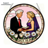 Customizable Stained Hanging Ornament: Perfect Gift for Senior Couples' Golden Wedding Anniversaries