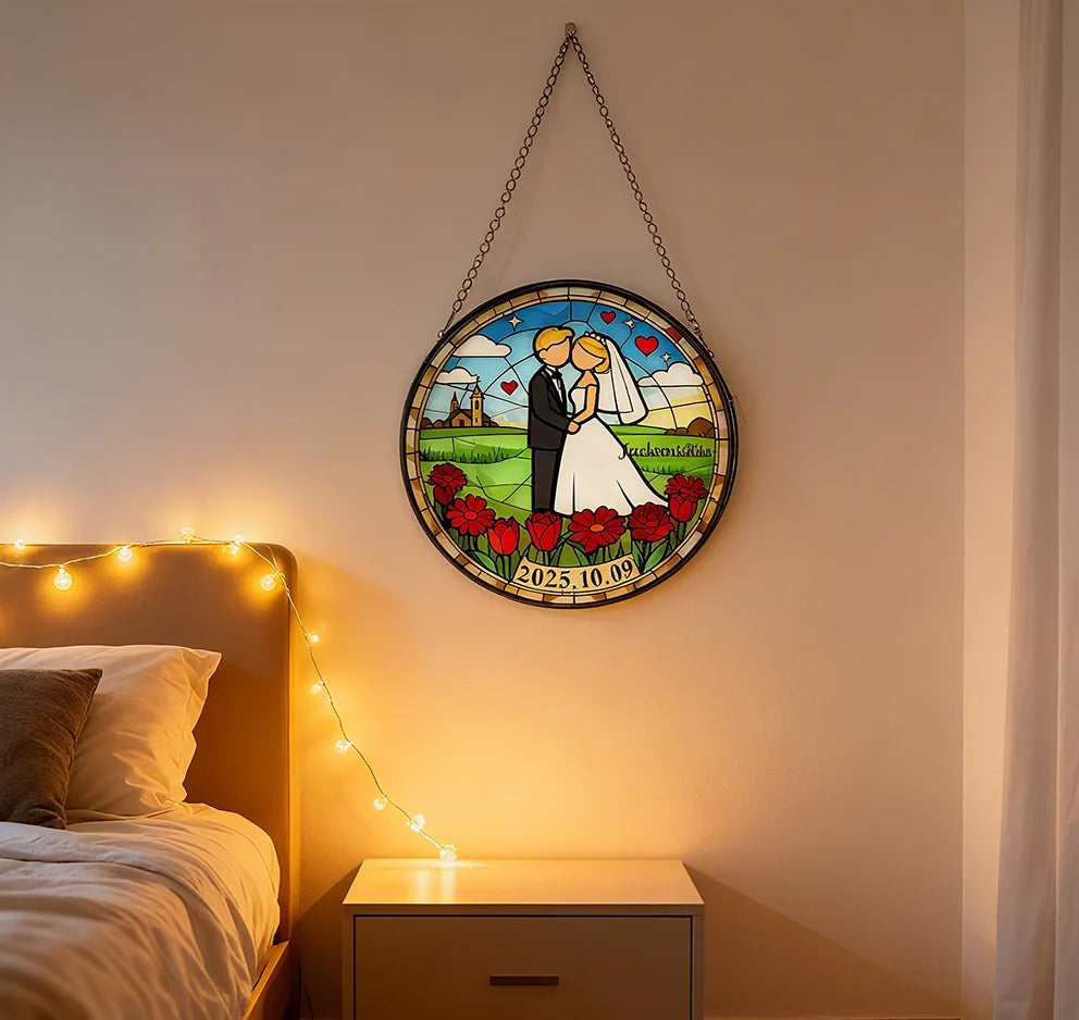 Customizable Stained Wedding Wall Hanging Ornament: Ideal Gift with Lasting Memories