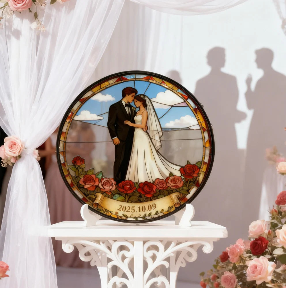 Personalized Stained Glass Wedding Wall Decor: Custom - Made Memorable Gift for Newlyweds