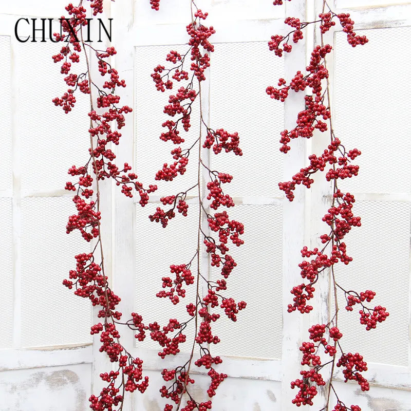 2m Christmas Fruit Rattan Artificial Plants For Holiday Christmas Party Decor Wedding Decorations Christmas Tree Fake Floral
