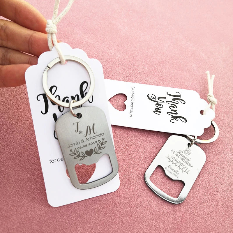 Personalized Wedding Gifts For Guests Baptism Party Favor Keychain Bottle Opener Key Holder Communion Baptism Custom Souvenir