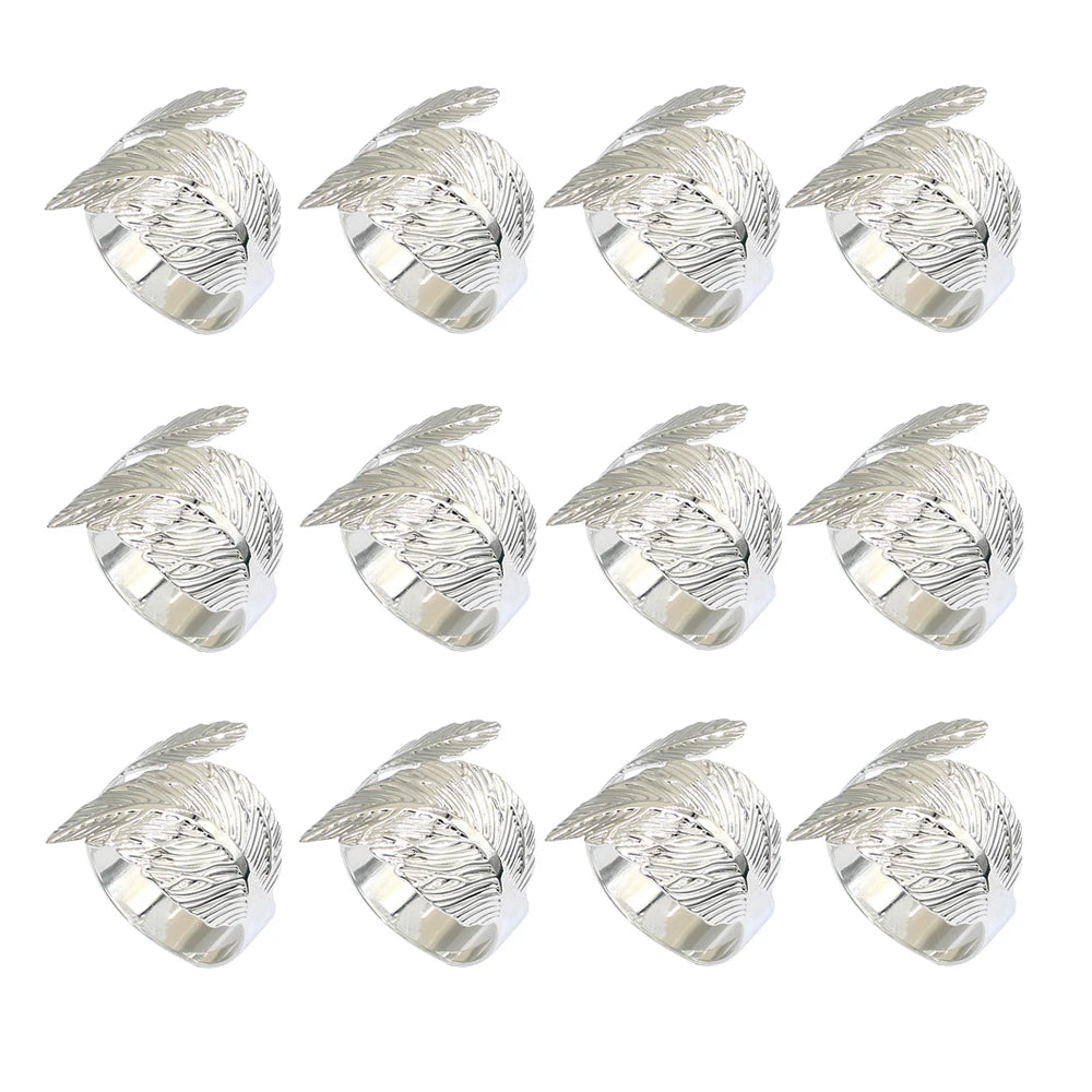 12Pcs Matte Gold Leaf Napkin Rings Leaves Napkin Holder Rings for Thanksgiving Wedding Christmas Dinning Table Decoration HWL36