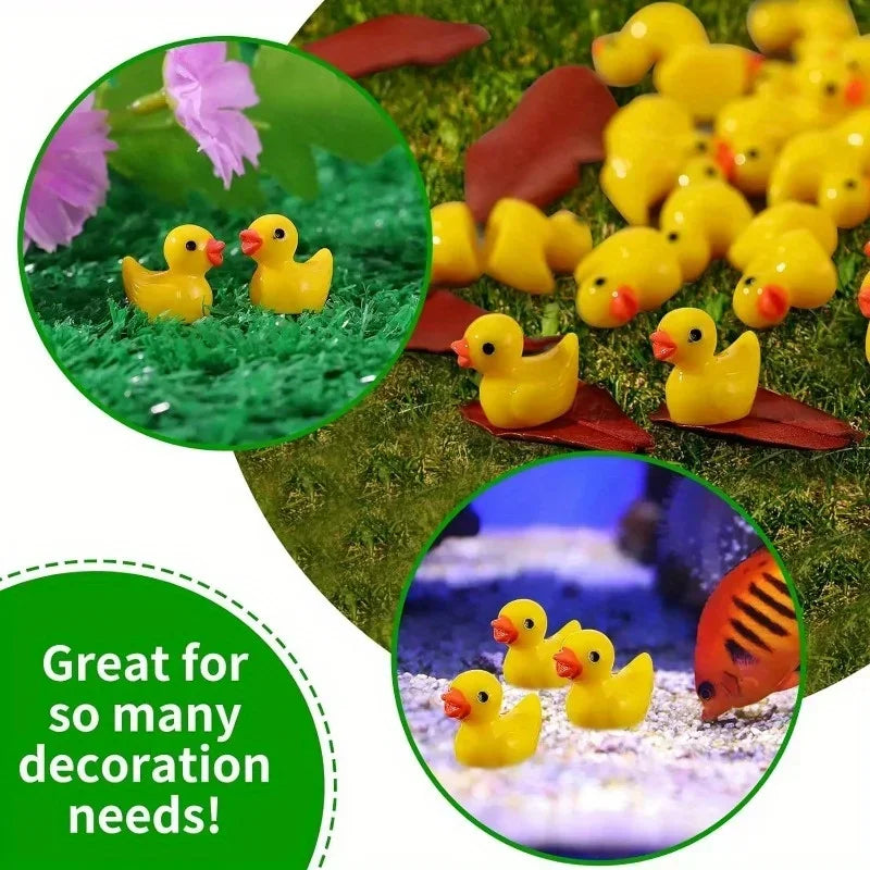 30/50Pc Mini Resin Yellow Duck Miniature Figures Micro Fairy Garden Landscape Doll House Dollhouse Potted Plants Cake Decor