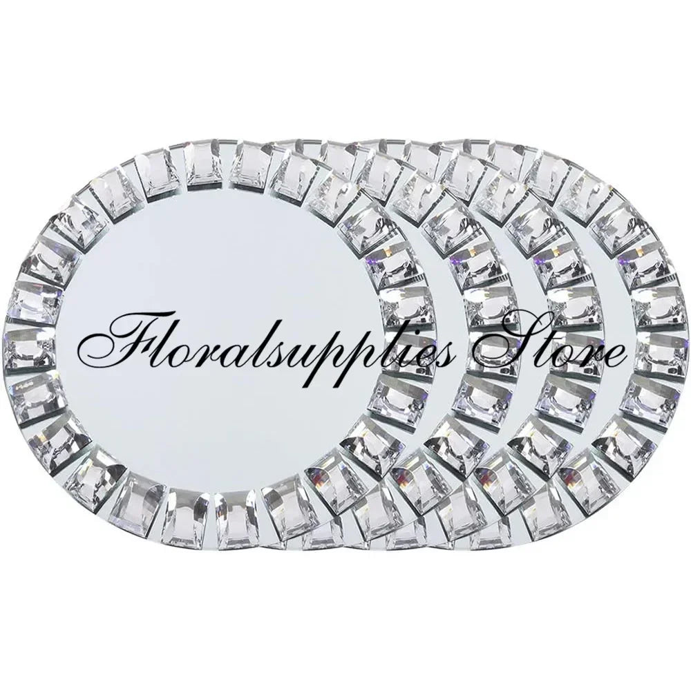 Wholesale Mirror Charger Plates Round Mirrored Tray Plate Settings for Christmas Dinnerware Holiday Event Wedding