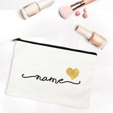 Personalized Canvas Monogram Cosmetic Zipper Pouch Makeup Bag Bridesmaid Maid of Honor Holiday Wedding Bachelorette Party Gifts