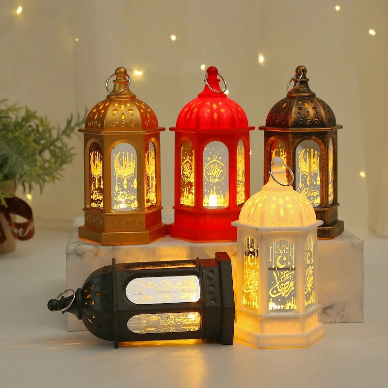 2024 Eid Mubarak Candle Lamp Creative Night Light Lantern Candle Holder Eid Mubarak Islamic Muslim Party Decor Decorative Lamp