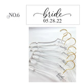 Custom Bridesmaid Gifts Personalised Acrylic Wedding Dress Hanger Bachelorett Party Decoration Clear Modern Bridal Hangers
