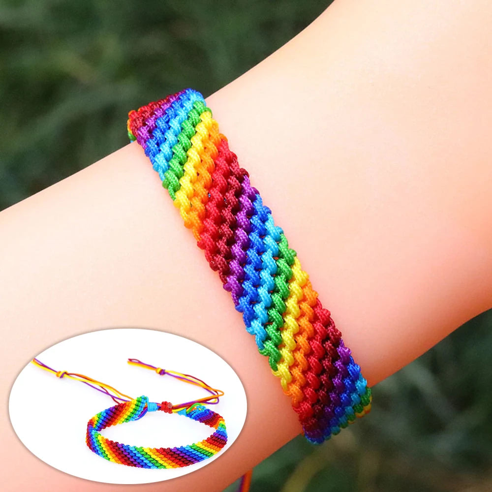 LGBT Pride Bracelet Wristband Lesbian Rope Bracelet LGBT Pride Bracelet Rainbow Bracelet Colorful Popular Fashion Weaving Casual