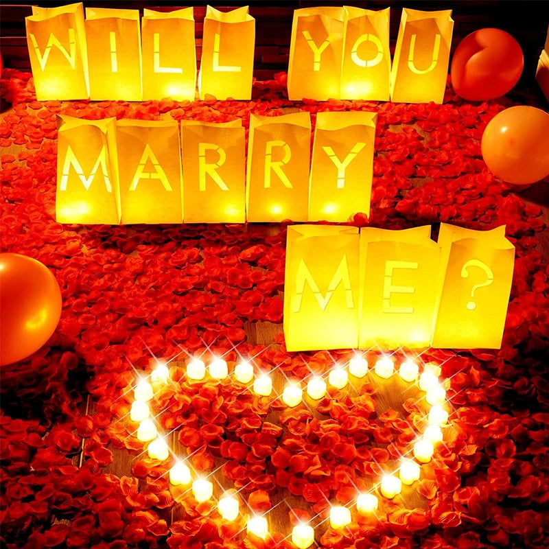 Will You Marry Me Proposal Decoration Paper Bag With LED Candle For Wedding Proposals Anniversary Decorations and Celebration