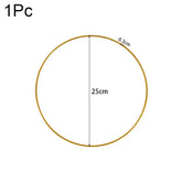 20-35cm Wedding Flower Garland Metal Gold Wreath Ring Wooden Base Wedding Birthday Party Table Decor DIY Wreath Catcher Crafts