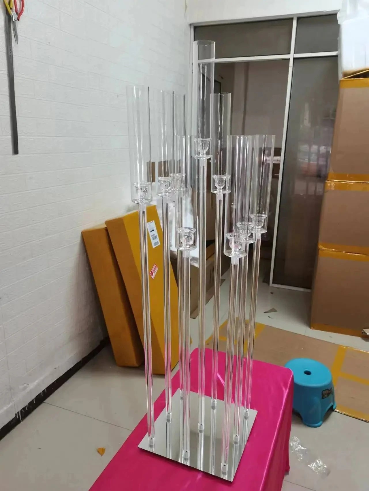 2/6/10pcsAcrylic Candelabra 9 Heads Candle Holders Wedding Candlesticks Flower Stand Holder Candelabrum For Center Table Decorat