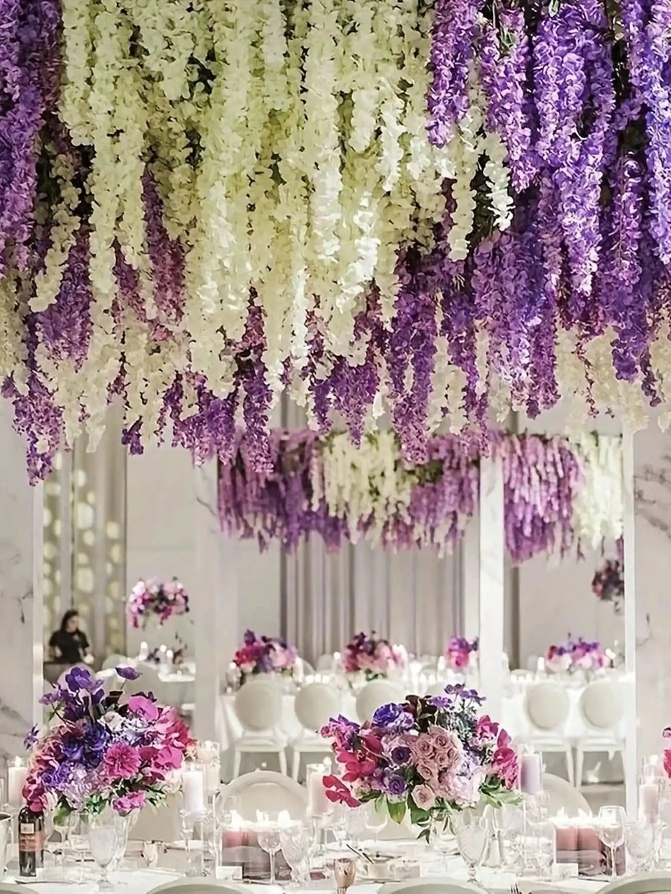 10pcs Artificial Wisteria Hanging Flower Garland, Silk Flower Vine For Wedding, Party, Home, Garden, Wall Decor