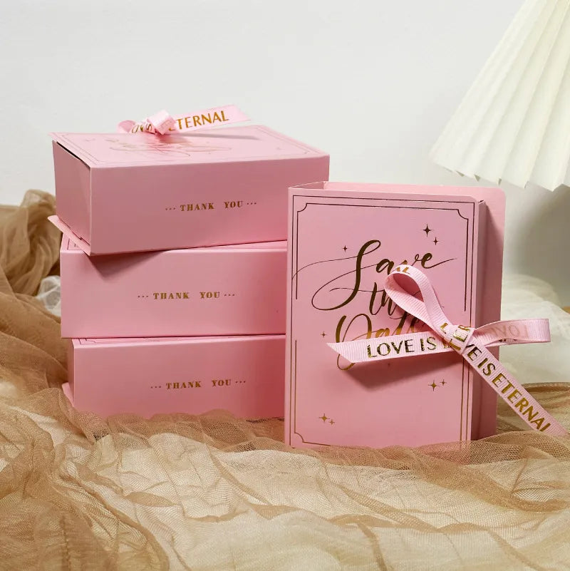 20/50pcs Creative Book Gift Box With Ribbon Wedding Souvenir Candy Cake Cookies Packaging Box Birthday Party Favours Decoration
