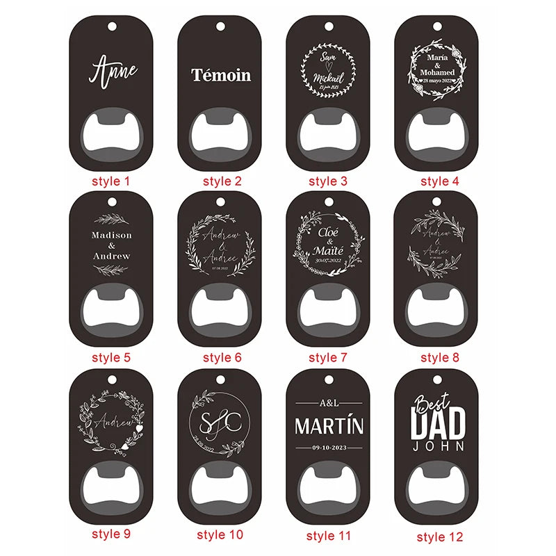 Custom Engraved wedding names Wood Opener KeyChain gift Bottle Opener Friend Fathers Day Birthday Gift Best Man Present