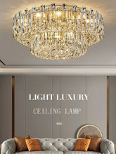 Modern Luxury Ceiling Lamp Smoke Clear Crystal Led Round Lighting for Living Room Bedroom Dining Room Gold Ceiling Chandelier